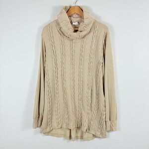 Simple by Suzanne Betro Cream Waffle Turtleneck Pullover Sweater Women's Large